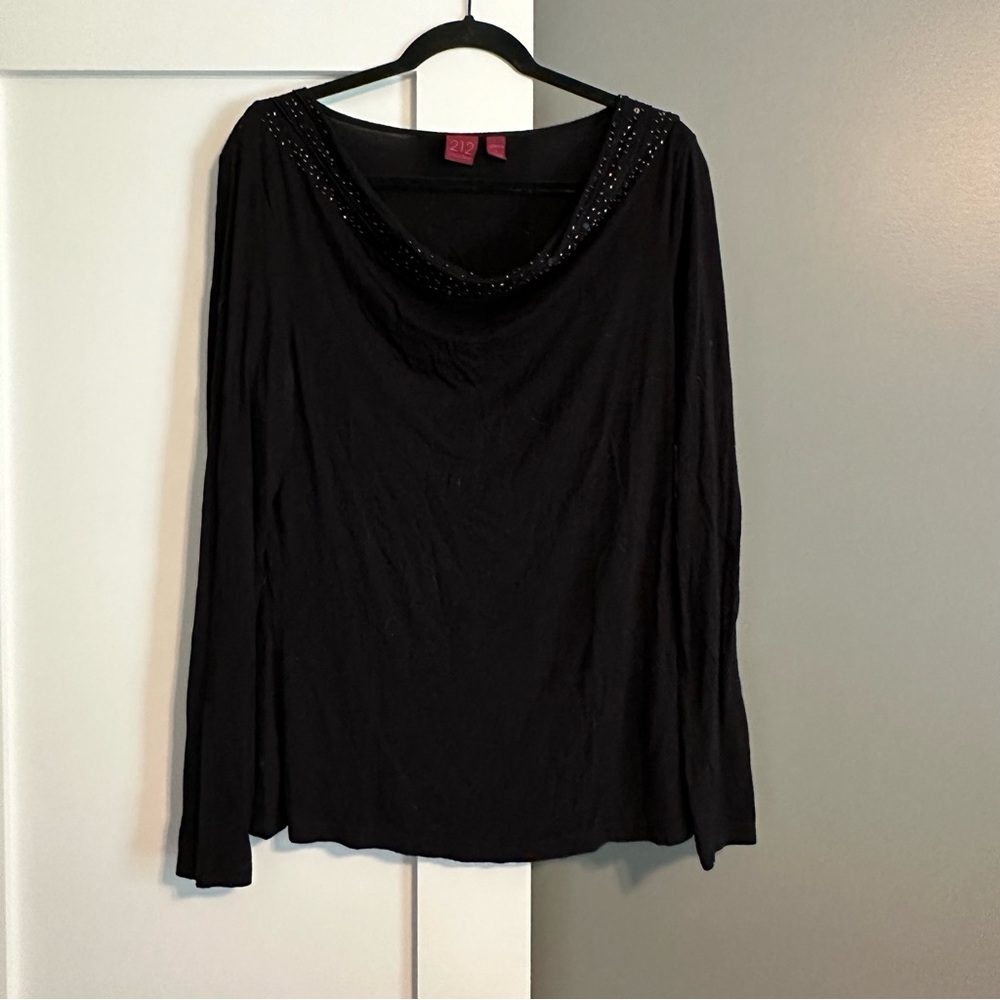 212 Collection Boat Neck Top Black